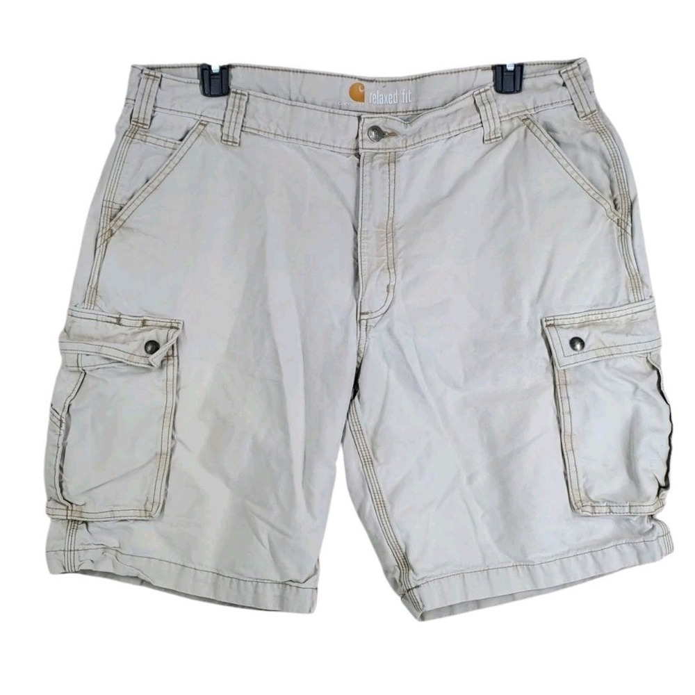 Carhartt Rugged Flex Rigby Cargo Jort Shorts Mens 40 Beige Relaxed Fit (38x10.5)